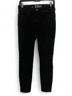 Rewash Black Velvet Leopard-Print Skinny Jeans